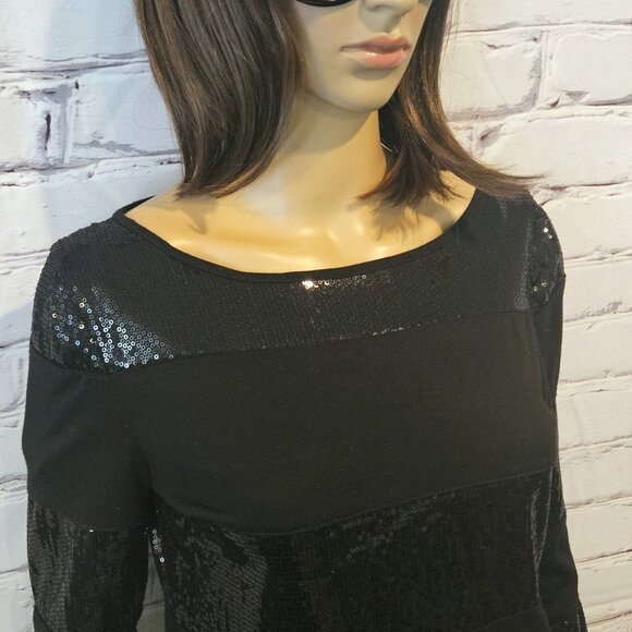 VIVIENNE TAM, Long sleeve black striped sequin top - Picture 6 of 11